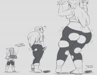 breasts drawing growth giantess mega comic monochrome color long_hair elf boots unknown_artist necklace ripped_clothing dialogue source_needed pointed_ears the_legend_of_zelda princess_zelda_(the_legend_of_zelda)