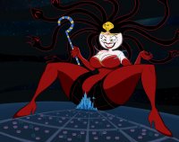 breasts drawing giantess giga city mega color cleavage high_heels buildings green_eyes goddess smiling gloves boots sitting crown queen fishnets cartoon night freckles leotard stars white_skin thick_thighs powerpuff_girls sedusa scepter idooodlestuff cartoon_network townsville