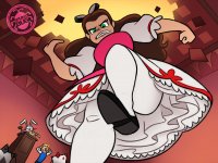 breasts drawing growth giantess mega upskirt blonde color long_hair bunny green_eyes brunette stockings dress fist alice_in_wonderland hair_bow white_rabbit outgrowing_room court judge spunkbug