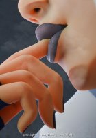 micro vore alien armor finger saliva shrunken_men star_wars nose point_of_view on_lips black_nails digital_render orange_skin finger_lickin_good togruta purple_lips stormtroopers ahsoka_tano env_light