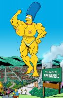 breasts drawing nipples giantess panties giga city mega color long_hair handheld toes barefoot rampage cleavage buildings huge_breasts topless foot_crush muscles fire marge_simpson simpsons abs falling the_simpsons flexing milf necklace hands_on_hips running_away sign musclefan yellow_skin springfield moe comic_book_guy carl ned_flanders