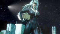 breasts giantess white_hair city mega long_hair buildings helicopter collar mask night costume jumpsuit stars zipper thief spotlight digital_render black_cat spider-man marvel_comics bank stealing felicia_hardy bank_robbery thegigaartist heist bank_heist