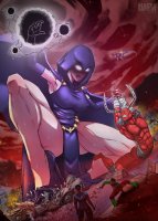 breasts giantess white_hair horns mega alien large_breasts destruction giant handheld skirt high_heels demon shoes angry raven teen_titans gloves red_hair starfire foot_crush muscles beast_boy fire shorts fighting vehicles magic thighs crouching cape top belt vehicle_crush hood red_skin glowing_eyes green_skin dc_comics orange_skin bare_legs nightwing giantessgirlcomics macrosapiens trigon