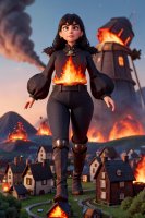 drawing giantess destruction cruel pixar ai_art fire