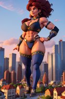 breasts drawing giantess panties city destruction cleavage bra buildings shoes brunette socks muscles abs milf earrings bracelet thick_thighs ai_art