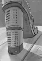 drawing micro monochrome high_heels shoes shrunken_people hotel chateau_talon katsu_mega