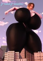 breasts giantess giga city mega blonde butt blue_eyes buildings huge_breasts costume point_of_view web thick_thighs digital_render gwen_stacy spider-man spider-woman marvel_comics spider-gwen peter_parker polakpeasant