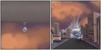 drawing giantess giga flood comic color robot destruction toes barefoot buildings sweat street town vehicles running_away lamppost transformers arcee sweat_drop svenyatta