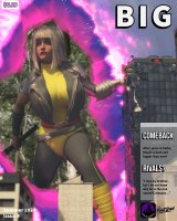 breasts giantess panties city mega blonde large_breasts destruction blue_eyes sword rampage buildings gloves boots muscles portal parody magazine thighs jacket costume belt bracelet x-men spikes digital_render marvel_comics magazine_cover fontsize magik