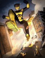 breasts drawing giantess city mega color destruction rampage gun skirt buildings helicopter angry blood brunette gloves street short_hair boots mask vehicles avengers smoke thighs fist costume point_of_view goggles belt ripped_clothing imminent_crush debris aim janet_van_dyne marvel_comics the_wasp looking_at_tinies angelo