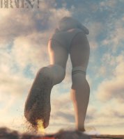 giantess panties giga blonde butt destruction toes barefoot socks point_of_view behind_view digital_render bare_legs alice braden_gts