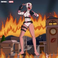 breasts drawing giantess city color armor claws crossover handheld toes barefoot rampage buildings tree gloves fire open_mouth mountains mask banana fist clock_tower belt leotard shield wolverine captain_america clock bare_legs marvel_comics fortnite gwenpool war_machine bigchipher66