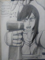 drawing micro monochrome anime unknown_artist shrunken_people falling dialogue source_needed looking_at_tinies illustration