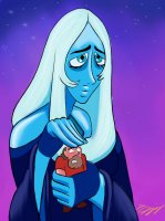breasts drawing giantess white_hair color long_hair blue_eyes handheld blue_skin stars petting steven_universe blue_diamond greg_universe cartoon_network devinquigleyart