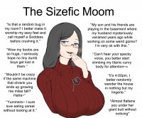 breasts drawing micro blushing black_hair color large_breasts blue_eyes glasses huge_breasts story shrunken_man sweater milf no_background on_breasts cutaway anybrody