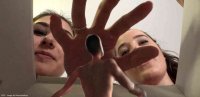 collage nude brunette hand reaching shrunken_man box rings point_of_view looking_at_tiny marklovefeet