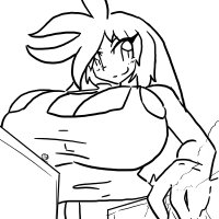 breasts drawing giantess mega monochrome long_hair destruction cleavage buildings huge_breasts kenj mari