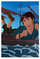 breasts drawing giantess mega color butt handheld water ocean shoes brunette smiling short_hair pants dark_skin ships earrings belt marina looking_at_tiny dreamworks sinbad kisparlius