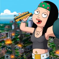 breasts drawing giantess vore city mega black_hair color long_hair destruction handheld rampage cleavage buildings fire bus schoolbus cartoon cruel pants vehicles american_dad necklace top belt headband selfie navel_ring bare_midriff bigchipher66 hayley_smith