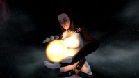 breasts giantess giga space black_hair large_breasts long_hair blue_eyes goddess sun belt jumpsuit stars digital_render cosmic_giantess mass_effect miranda_lawson spark12