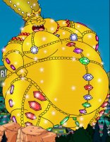 breasts drawing giantess city mega color long_hair buildings huge_breasts bbw belly marge_simpson simpsons crown queen cartoon laughing thighs towering the_simpsons rings hands_on_hips shiny thick_thighs jewels gold springfield robot001 queen_marge