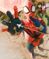 breasts giantess giga city large_breasts destruction buildings portal airplane reaching mountains mask clouds thighs costume bracelet dialogue looking_at_tiny digital_render marvel_comics foot_prints may_parker spider-girl psyshack3d