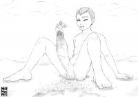 breasts drawing growth giantess nude pussy giga city monochrome large_breasts long_hair destruction penis sex toes barefoot water buildings multiple_sizes ponytail sitting muscles thighs ball_crush on_penis looking_at_tiny millmacart1