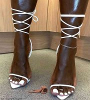 collage nude toes sandals shrunken_man dark_skin indoors toe_rings white_nails marklovefeet