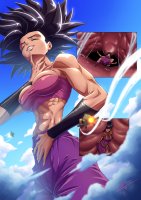 breasts drawing giantess vore giga black_hair color large_breasts tongue anime boots muscles dragon_ball abs throat falling pants clouds inside_view milf closed_eyes top belt aircraft bracelet chi_chi hair_bun bare_legs cutaway zerohour99 bare_midriff caulifla