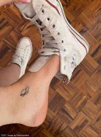 collage nude barefoot shoes shrunken_man tattoo trapped_inside_shoe marklovefeet