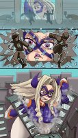 breasts drawing giantess horns city mega blonde comic color large_breasts long_hair destruction rampage buildings anime angry purple_eyes gloves office mask thighs costume looking_in thief my_hero_academia looking_at_tinies mt._lady inexorablecompulsio
