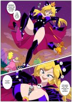 breasts drawing giantess mega blonde comic black_hair color long_hair butt blue_eyes cleavage mario princess_peach high_heels huge_breasts brunette gloves dress boots crown cage luigi super_mario night thighs fist hat earrings leotard bracelet dialogue stars princess_daisy imminent_crush pushing_down spikes bare_legs looking_at_tinies between_breasts nightingale122 wapeach fire_flower on_boot