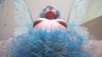 breasts nipples collage nude wings pubic_hair blue_hair fairy shrunken_man point_of_view hanging_on_hair roofus7 pov_up