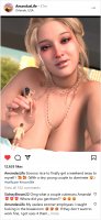 breasts nude blonde black_hair large_breasts long_hair butt blue_eyes handheld cleavage brunette chat shrunken_woman shrunken_man rings necklace digital_render instagram sultanofsize