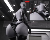 breasts nipples panties horns alien large_breasts butt blue_eyes climbing topless gloves boots star_wars shrunken_woman thighs indoors tattoo looking_behind behind_view white_skin on_butt thick_thighs buttcrack digital_render sith orange_skin bald togruta cutaway clothing_entrapment ahsoka_tano dathomirian shaak_ti jedi ahsoka asajj_ventress bakedalaskabigs