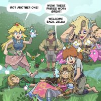 breasts drawing giantess mega blonde color large_breasts long_hair blue_eyes bat toes barefoot skirt mario princess_peach water shoes gloves elf dress short_hair boots unknown_artist muscles crown pants super_mario jar hat closed_eyes necklace earrings top belt dialogue tiara source_needed princess_daisy purple_nails scarf pointed_ears the_legend_of_zelda great_fairy link_(the_legend_of_zelda) princess_zelda_(the_legend_of_zelda) butterfly_net