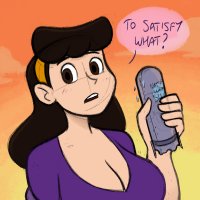 breasts drawing giantess mega black_hair color large_breasts long_hair cleavage water brunette looking_at_viewer dialogue hairband no_background silo spunkbug perky_towers