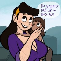 breasts drawing giantess city mega black_hair color large_breasts long_hair cleavage buildings brunette multiple_sizes smiling couple kissing shorts giantesses hugging dark_skin dialogue hairband spunkbug perky_towers christine
