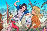 breasts drawing giantess giga city mega blonde color large_breasts long_hair butt bridge destruction blue_eyes crossover cleavage buildings angry multiple_sizes socks ponytail dress lying_down fighting giantesses pants vehicles fist alice_in_wonderland milf shirt madness_returns goggles belt giantessfan jumpsuit running_away debris cracked_ground cassie_lang stature marvel_comics alice looking_at_tinies giant_woman_squad diane_szainski