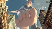 breasts nipples giantess giga city mega blonde large_breasts blue_eyes toes barefoot buildings looking_down clouds thighs costume point_of_view imminent_crush digital_render gwen_stacy marvel_comics spider-gwen wotm8h8