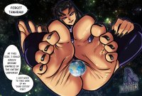 drawing giantess earth giga alien space black_hair color long_hair armor planet toes barefoot purple_eyes teen_titans costume dialogue stars black_nails dc_comics cosmic_giantess blackfire rebelminder