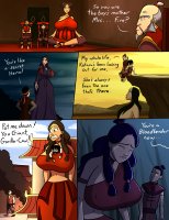 breasts drawing growth giantess nude city mega comic black_hair color large_breasts long_hair blue_eyes cleavage skirt water buildings shoes brunette dress boots sitting kneeling sandals fire pants hiding dark_skin chair thighs indoors avatar toph grey_hair tattoo choker tears closed_eyes sokka top katara headband dialogue hands_on_hips cliff aang thick_thighs avatar_the_last_airbender looking_at_tiny hair_buns hair_bun convenient_censorship caiman2 between_breasts