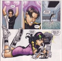 breasts drawing giantess mega comic black_hair color long_hair butt shoes brunette sweat leviathan gloves lying_down boots weights thighs lifting dialogue hairband no_background looking_at_tiny dc_comics weight_lifting bare_legs shrinking_violet legion_of_superheroes sportswear excercise hair_streak star_boy