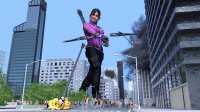 breasts giantess city mega black_hair destruction rampage buildings shoes gloves park street hawkeye explosion cruel pants bow costume trees belt crowds running_away arrows digital_render marvel_comics quiver kate_bishop celton