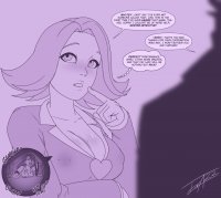 breasts drawing nipples vore monochrome large_breasts cleavage milk shrunken_woman suit ace_attorney mia_fey dialogue jora-bora breast_vore gumshoe april_may