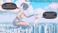 breasts nipples giantess white_hair nude giga city mega large_breasts butt buildings multiple_sizes smiling red_hair ponytail teasing giantesses thighs crouching dialogue looking_at_tiny digital_render mary_jane black_cat spider-man marvel_comics boop felicia_hardy ds-sael