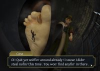 breasts blonde black_hair toes shoes sweat foot_crush shrunken_man pants fist dirty_soles hat jacket point_of_view ace_attorney dialogue stuck_to_foot steam looking_at_tiny digital_render coin gina_lestrade dawger2 naruhodo_ryunosuke