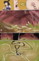 drawing white_hair vore comic black_hair color unaware shrunken_man eating swallowed inside_stomach ace_attorney soda holding_on stomach_acid stomach_view french_fries hamburger hair_bun maya_fey scrungee