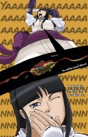 breasts drawing white_hair vore sleeping comic black_hair color unaware shrunken_man eating throat swallowed point_of_view ace_attorney stomach_view hair_bun maya_fey scrungee