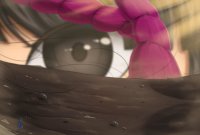 drawing micro black_hair color sweat eye looming shrunken_man suit ace_attorney phoenix_wright on_hair looking_at_tiny maya_fey wallywaffle lint